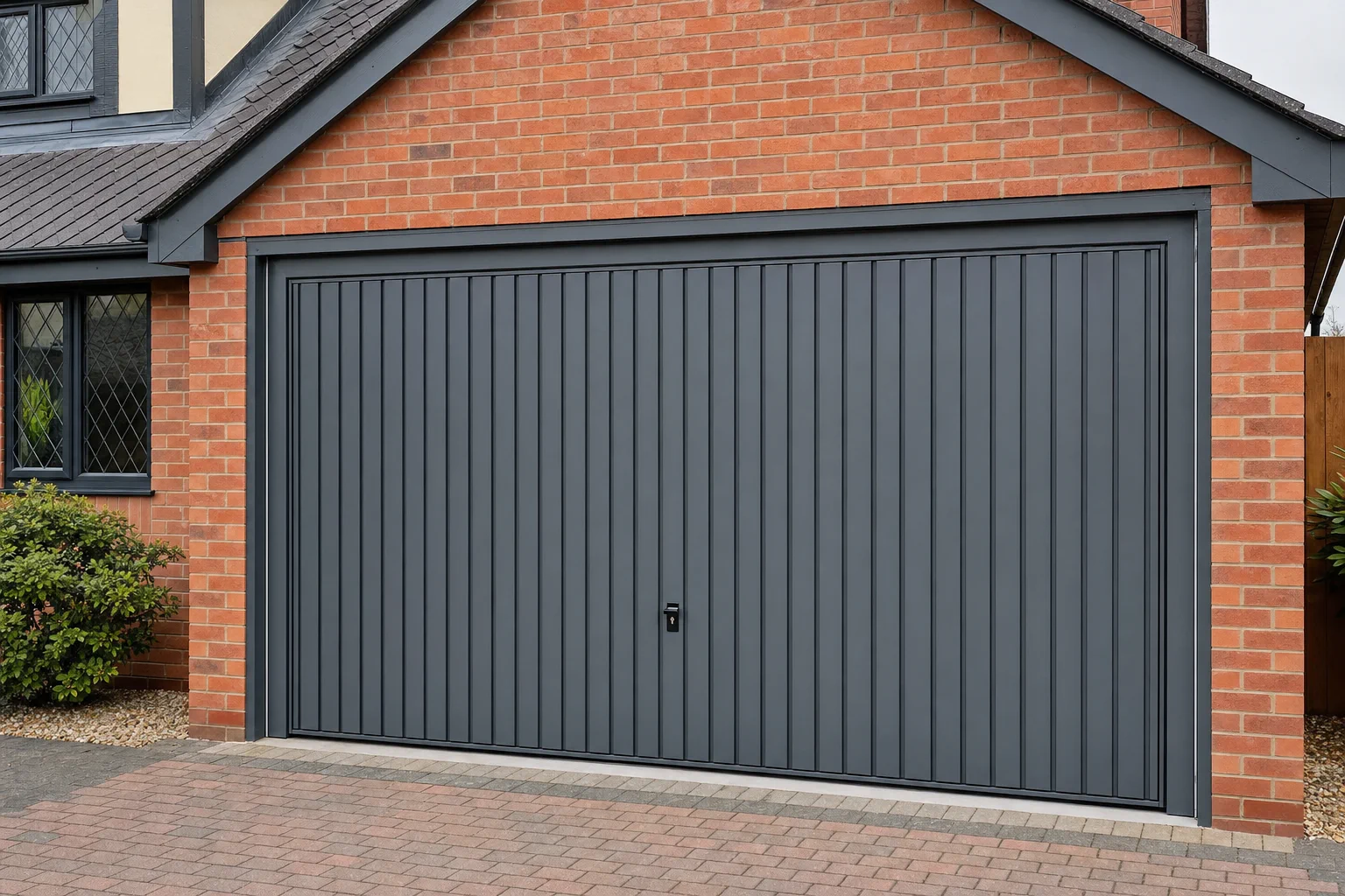 Anthracite grey garage door after respray