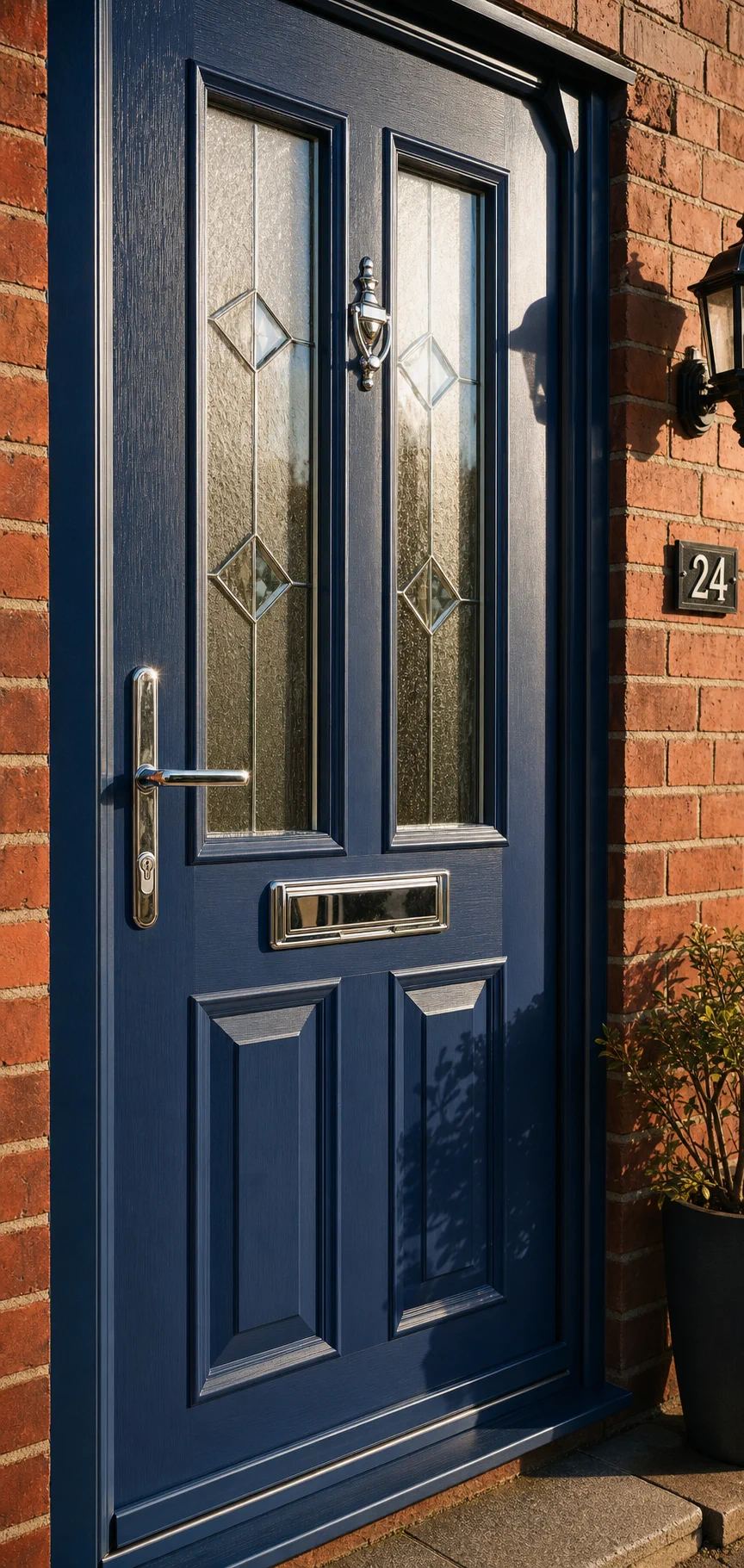 Navy blue uPVC front door after respray