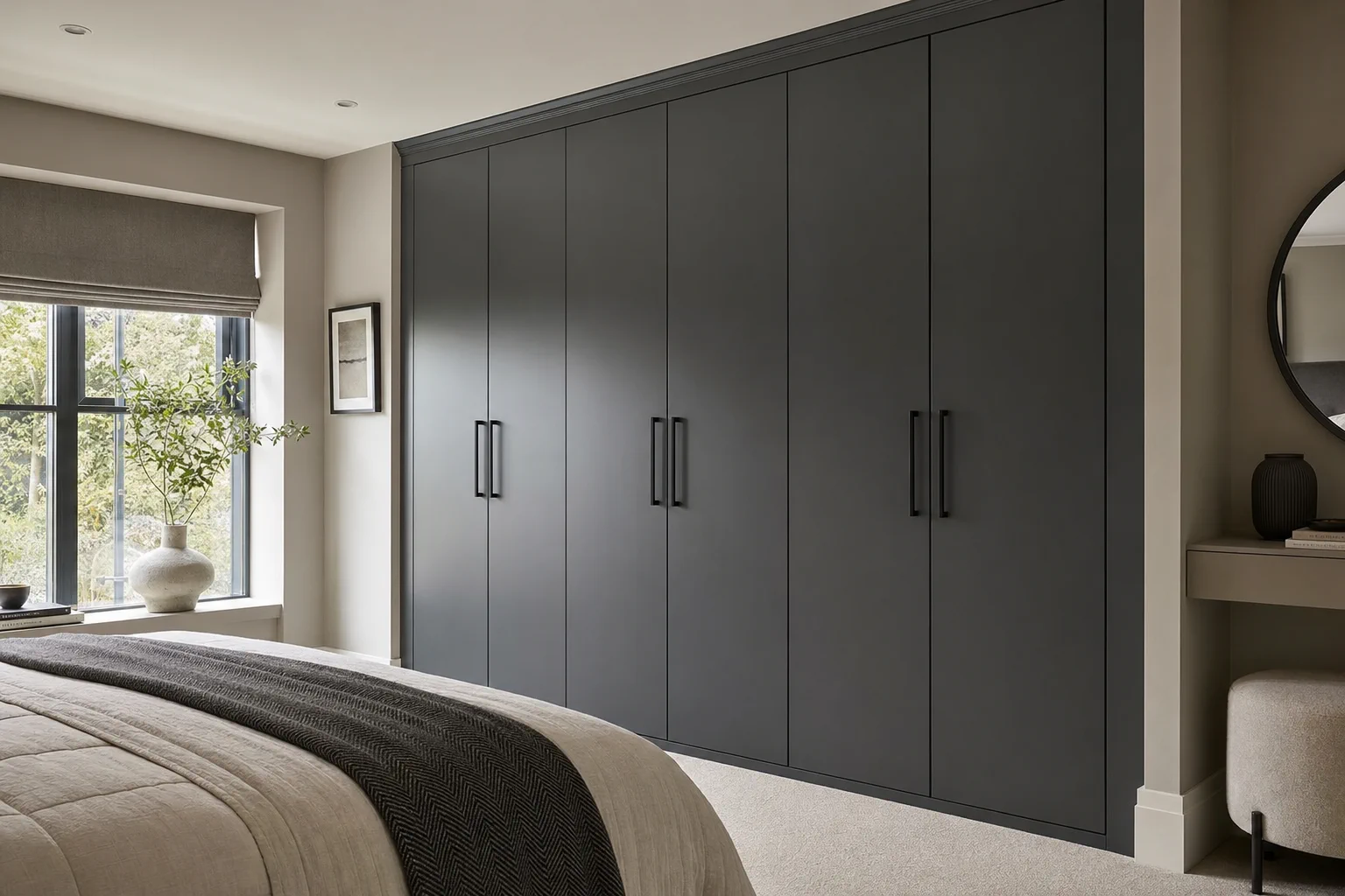 Charcoal fitted wardrobe doors after respray